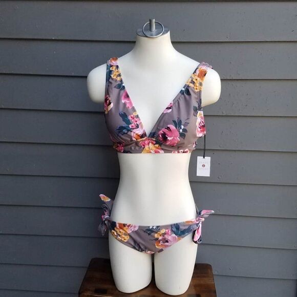 NWT Shade & Shore Taupe Floral Bikini size Medium - Picture 15 of 15